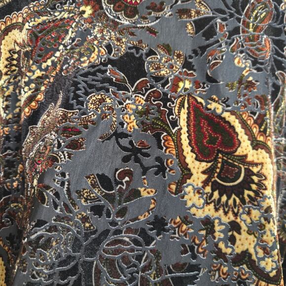 Carole Little Womens Vtg Y2K Whimsigoth Velvet Burnout Sheer Paisley Ruffle M - Picture 5 of 10